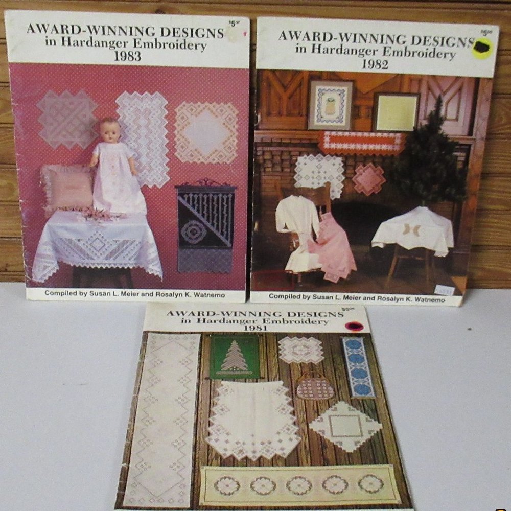 3 1980's Award Winning Designs In Hardanger Embroidery Books